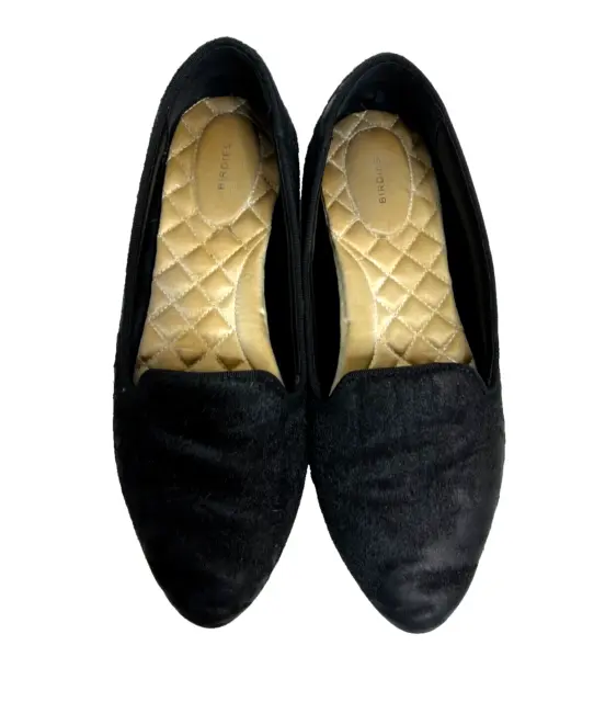 Birdies Shoes Womens 8.5 Black Calf Hair Slip On Loafer Shoes