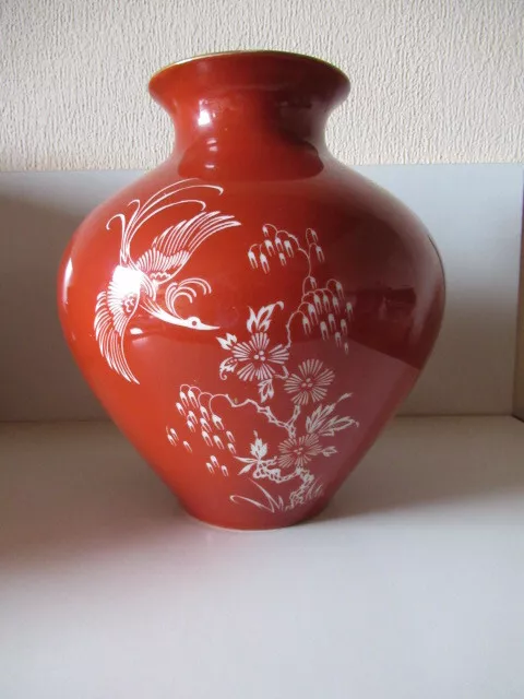 Große rote Vase aus Porzellan Carl Tielsch Hutschenreuther Arzberg s. Fotos u. B