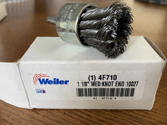 WEILER 1-1/8"  Medium Knot End Brush, 1/4  Stem, 4F710,  #10027