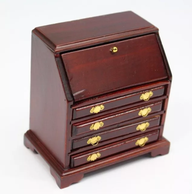 NEW Dolls House Wooden Chest of Drawers Draw Unit Mahogany Effect 1/12th Scale 3