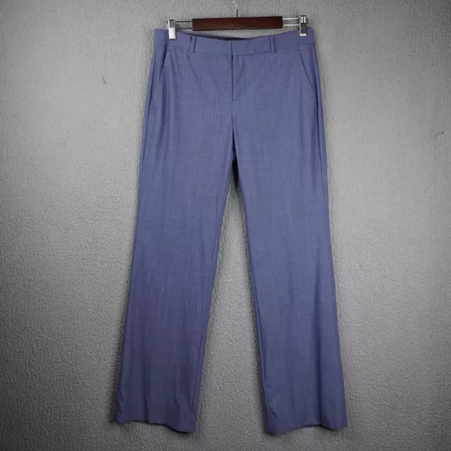 Banana Republic Women Dress Pants Size 6S 6 Short Blue Logan Wool Trouser Career