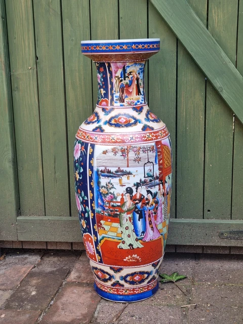 VINTAGE 1970'S LARGE floor standing Chinese vase 24" 61cm £50.60 ...