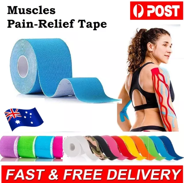 Sport Tape Elastic Muscle Waterproof Bandage Pain Relief 5M Rolls Support Pad AU