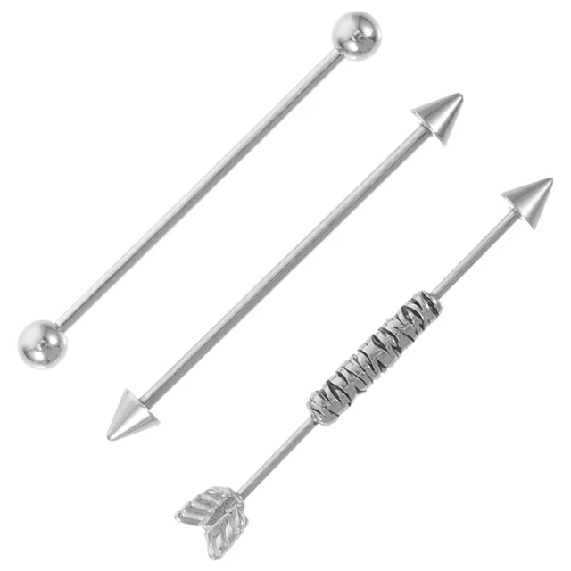 3 Pcs Industrial Bar Piercing Metal Jewelry Man Girl Perforation