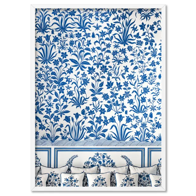 Hamptons Wall Art Print. Blue White Chinoiserie Oriental Pattern Jaipur |DTR-101