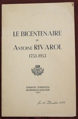 Antoine Rivarol 1753-1953 - Brochure du bicentenaire, numérotée