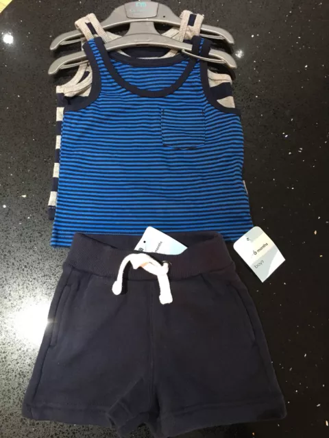 Short d'été neuf avec étiquettes soins maternels bébés garçons 3-6 gilets vacances soleil