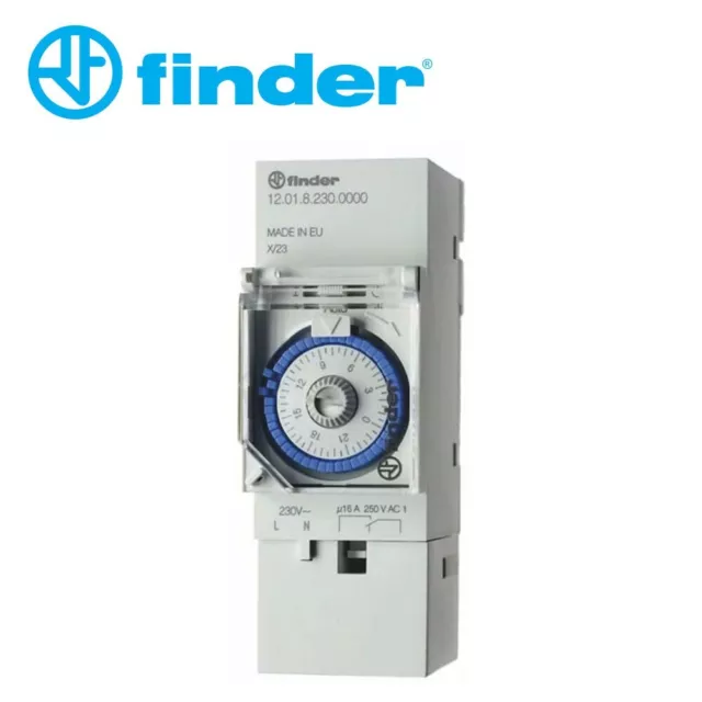 Interrupteur Journalier FINDER 120182300000 din 16A 230V Réserve Charge 70H