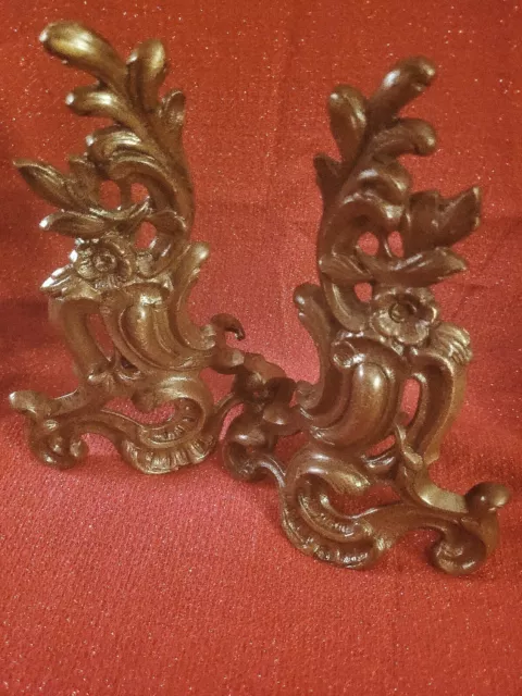 Beautiful Antique Louis XV Style Bronze/Brass Chenets/Andirons/Firedogs