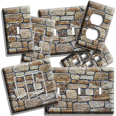 Rustic Stone Brick Style Light Switch Outlet Wall Plate Man Cave Room Home Decor