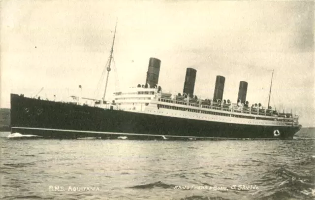 1910s postcard Cunard Line ocean liner RMS AQUITANIA by Frank of South Shields