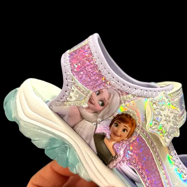 Disney Frozen 2 Anna and Elsa Toddler Girls Light Up Sandals Size 8-10 Lavender 3