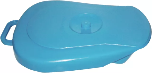 Plastic Bedpan with Lid & Integrated Handle 2.5L Capacity Elderly Disabiliy