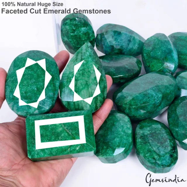 3 Kg Natural Brazilian Green Emerald Mix Cut 62-82mm Wholesale Lot~ 15 Huge Pcs