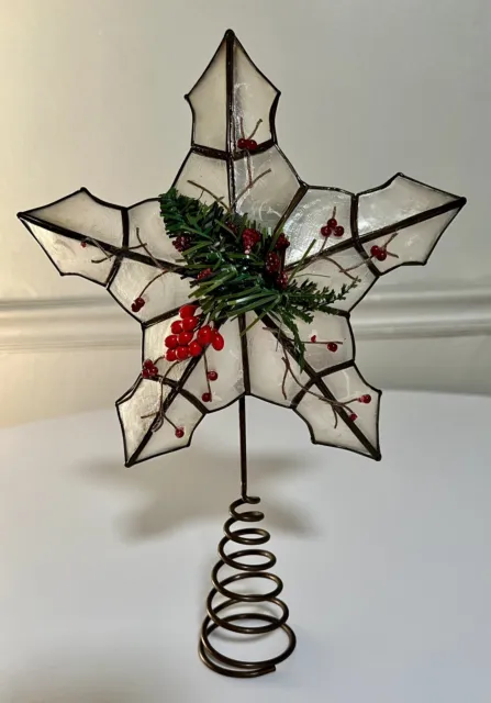 Capiz Shell Star Tree Topper Metal Scroll Vintage Christmas Decoration - RARE