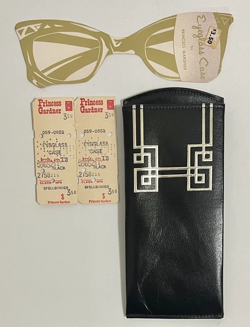 NEW Vintage 1960’s PRINCESS GARDNER Black Eyeglasses Holder with Art Deco Design