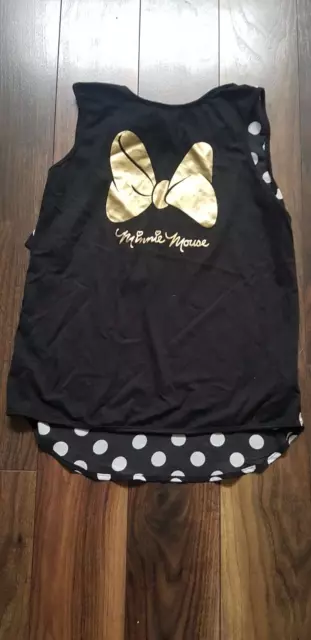 Disney Store Ladies Minnie Mouse Black White Gold Polka Dot Sleeveless Top UK XS