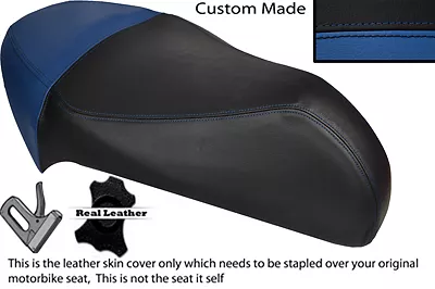 Royal Blue & Black Custom Fits Gilera Ice 50 Real Leather Seat Cover Only