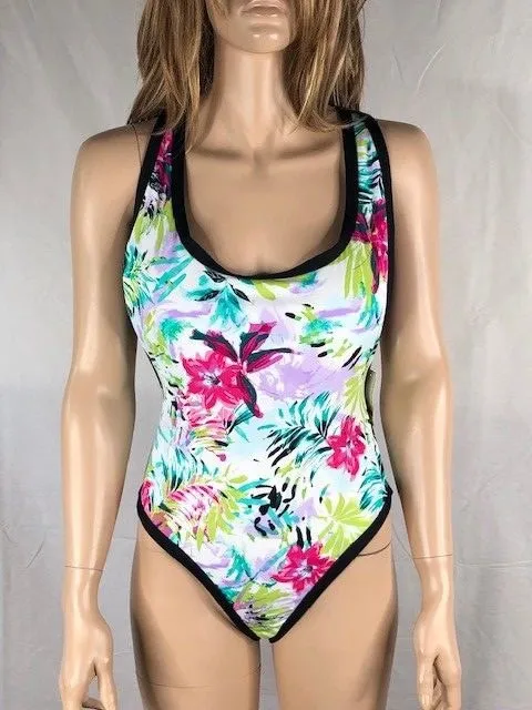 Women's NWT Bar III Multi Cross-Back High-Cut Floral One-Piece Swimsuit XL