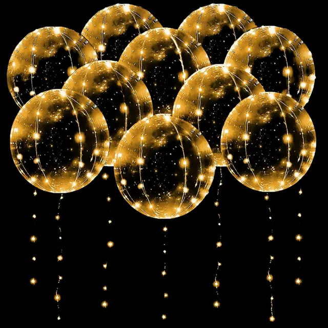10er-Pack LED Ballons Leuchtballons, 20 Zoll klare Bobo Ballons, Helium B