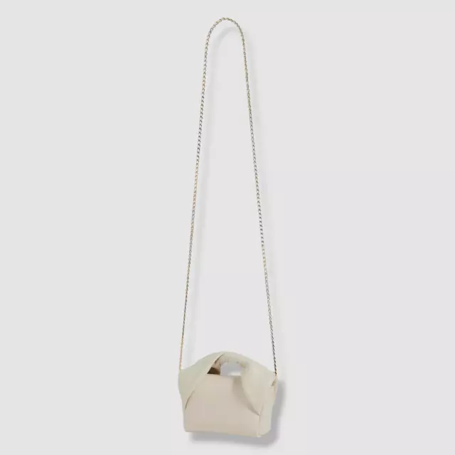 $650 JW Anderson Women's White Leather Nano Shoulder Handbag Twister Purse Bag