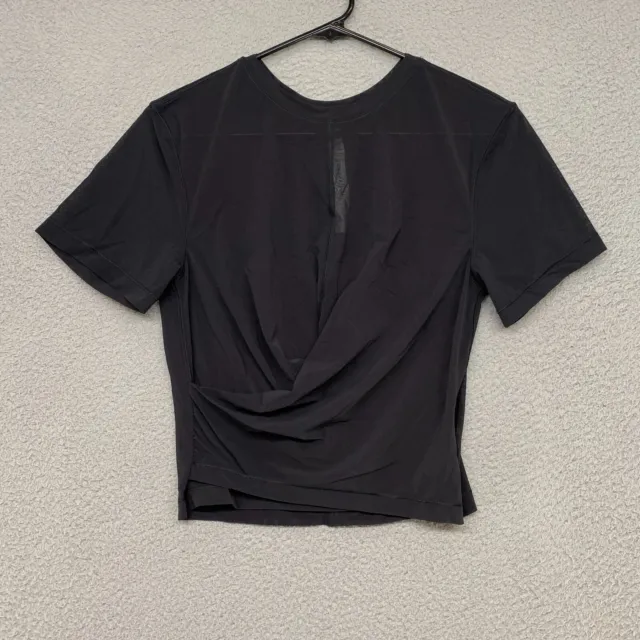 LULULEMON CATES SHORT Sleeve Crop Tee Shirt Top Black Size 12 New