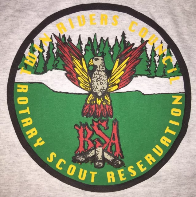 VTG BSA T-Shirt Twin Rivers Council Rotary Scout Reservation 50/50 XXL EAGLE