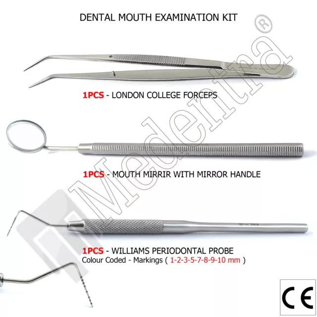 Kit Instrument d'Examination Dentaire Basique Miroir Pince College Tweezers Lab