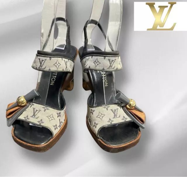 Louis Vuitton Monogram Wedge Sole Sandals Authentic From Japan