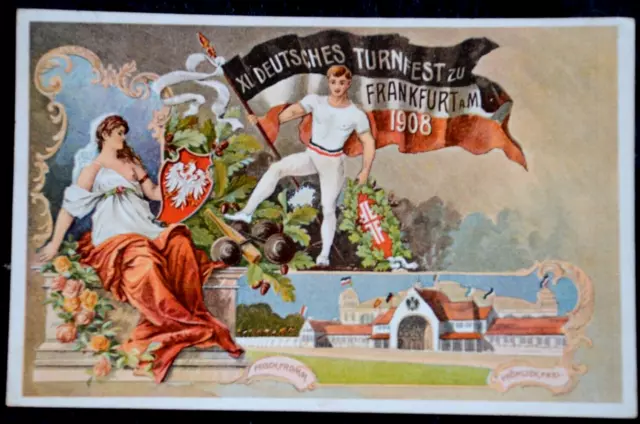 59494 Ak Gruß De Xi. Allemand Festival Gymnastique Frankfurt Main 1908 Frau