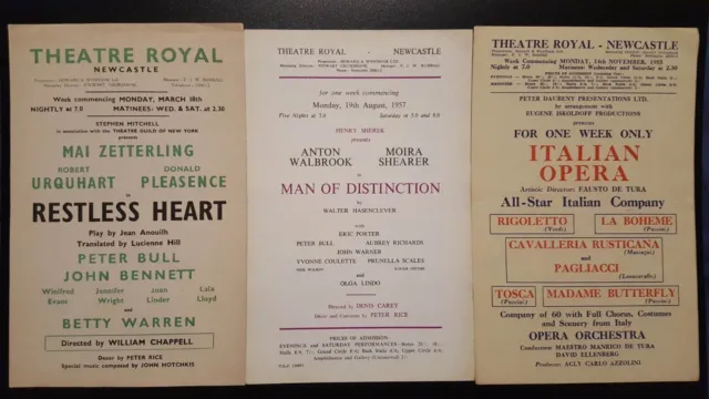Theatre Royal Newcastle 3 Large Flyers 1950'S Italian Opera Restless Heart