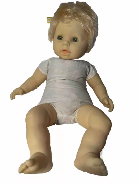 Soft Body Boy Doll Blonde Blue Sleeping Eyes Battery Operated Crying Baby 22”