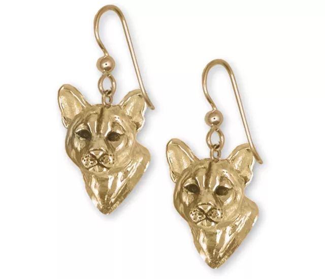 Cougar Jewelry 14k Gold Vermeil Handmade Mountain Lion Earrings  COU3H-EVM