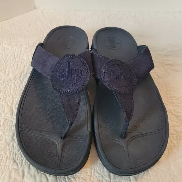 FitFlop Oasis Sandal Size 9 Navy Blue Suede Toning Wedge Style 026-097 Women's