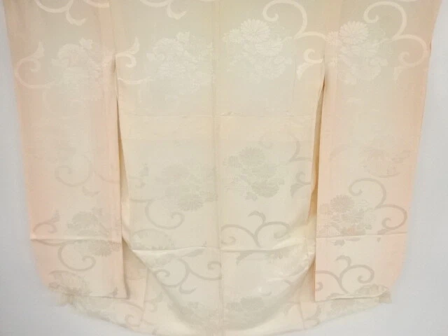 45455# Japanese Kimono / Antique Juban For Furisode / Woven Flower Roundel &