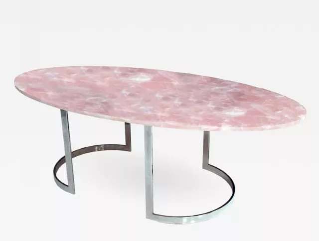 Forme Ovale Marbre Café Table Haut Quartz Rose Pierre Résine Art Canapé Coin