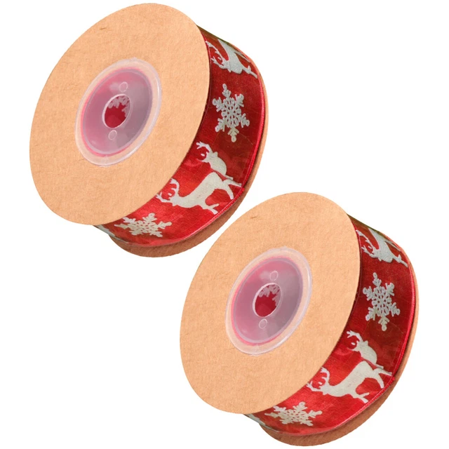 2 Pcs Snowflake Deer Ribbon Christmas Craft Ribbon Nativity Crafts Printing