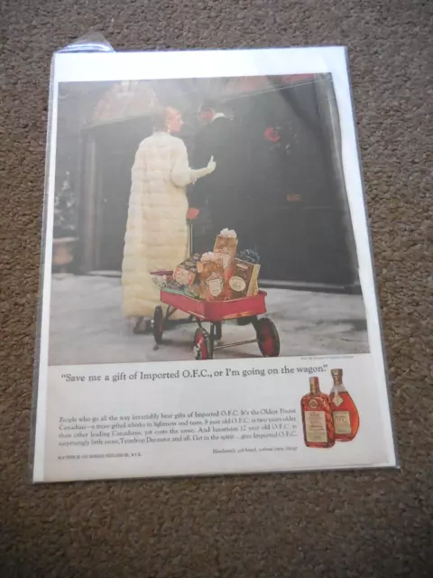 O.F.C. Canadian Whisky vintage Print Ad, bagged & boarded, dated 1963