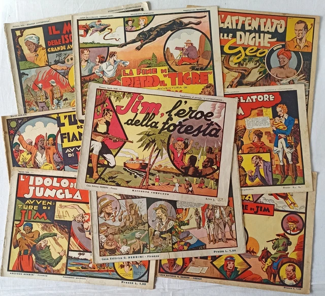 JIM DELLA GIUNGLA 1/9 serie anteguerra originale completa Ed. Nerbini ...