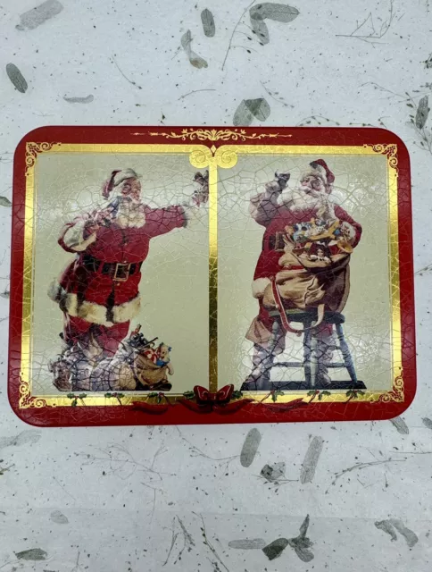 Vintage 1994 Coca-Cola Nostalgia Playing Cards 2 Decks in Collectible Santa Tin
