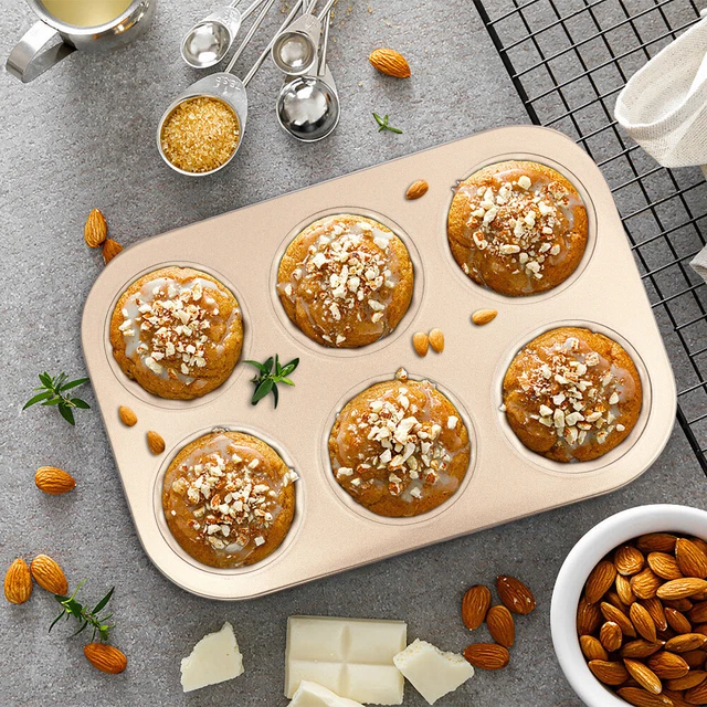 Padella per torta stampo VORCOOL canele 6 cavità antiaderente cannella muffin cupcake 3