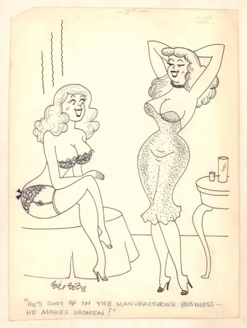 SEXY PHONE BABE in Lingerie Gag - Signed art by Lowell Hoppes