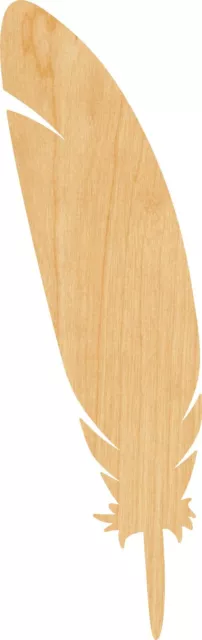 Feather Laser Cut Out Wood Shape Craft Supply - Woodcraft Cutout