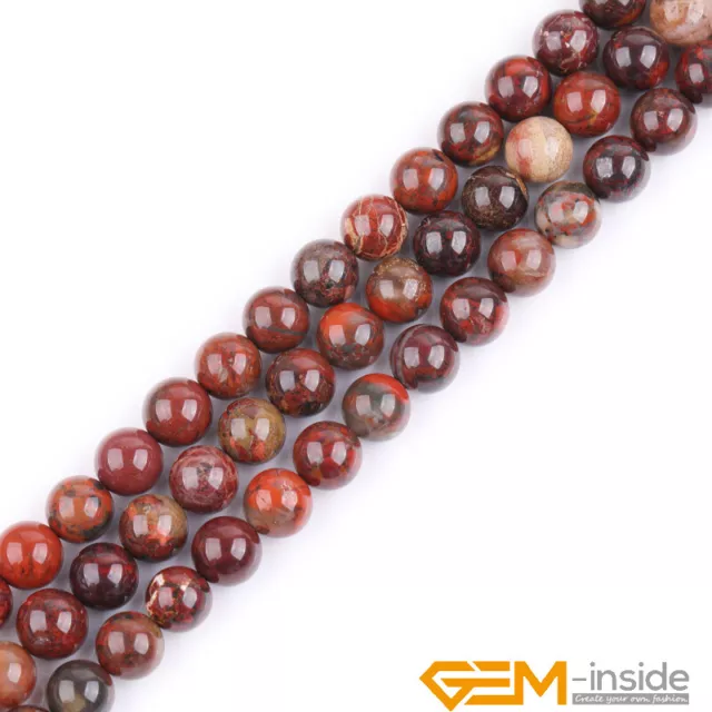 Natural Dark Red Poppy Jasper Gemstone Round Spacer Beads for Jewelry Making 15"