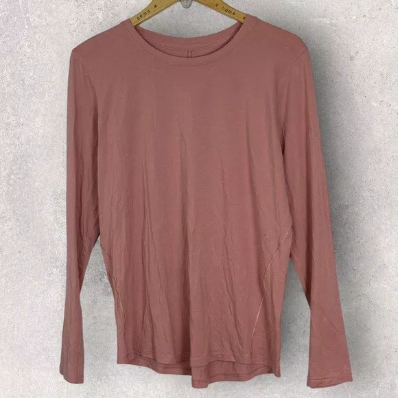 Lululemon Ever Ready Long Sleeve Crew Neck Tee Dusty Pink T-Shirt Size 12 Top