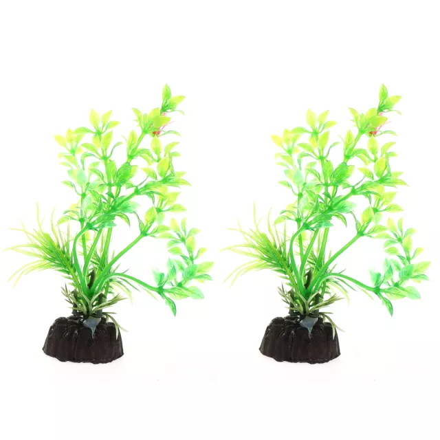 2 Pcs Aquarium Artificial Plants Plastic for Fish Tank Decoration Green 3.94"