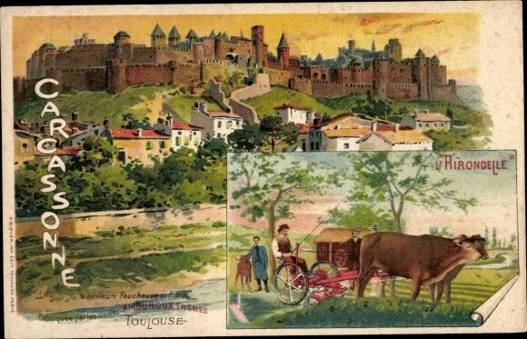 Ak Toulouse Haute Garonne, Blick auf den Ort mit Schloss, Rind,... - 3854171