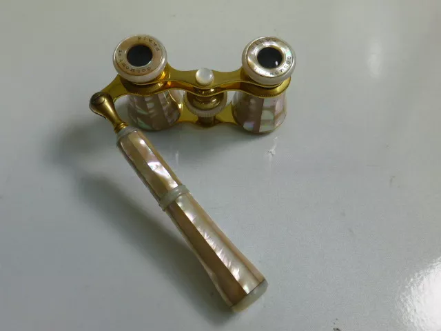 Gorgeous Colmont FT Paris Bronze & Mother of Pearl Adjustable Opera Glasses