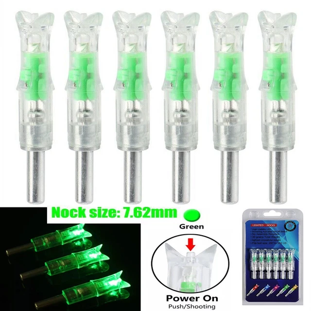 6 Pcs Automatic 7.62mm Lighted Nocks Led Lighted Arrow Nocks for Crossbow Arrows