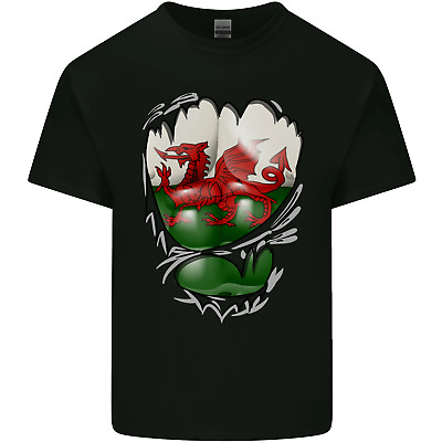Gym The Welsh Flag Ripped Muscles Wales Mens Cotton T-Shirt Tee Top